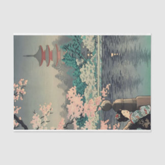 Japanische Lady am See Seidenpapier