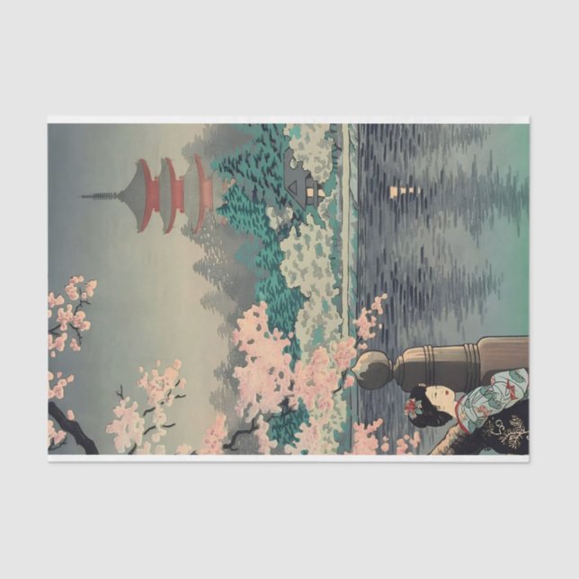 Japanische Lady am See Seidenpapier (Vorderseite)