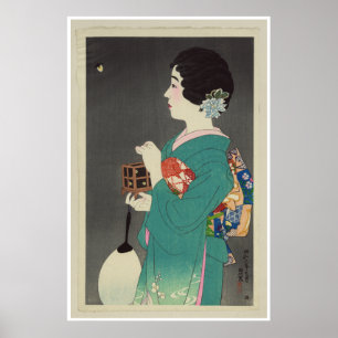 Japanische Lady Holding Cage of Fireflies - 1931 Poster