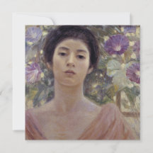 Japanische Lady mit Lila Morning Glory-Blume