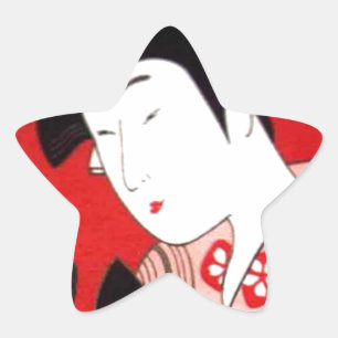 Japanische Lady Tea Bewirtung der Zeremonie Kunstd Stern-Aufkleber