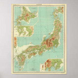 Japanische Landkarte mit Schifffahrtsrouten Poster
