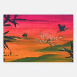 JAPANISCHE LANDSCAPE ART GESCHENKPAPIER SET
