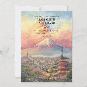 Japanische Landschaft Elegante Hochzeitseinladung Einladung