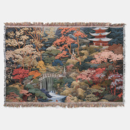 Japanische Landschaft Kunst: Wasserfall und Dorf Decke