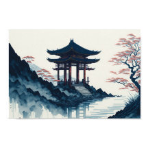 Japanische Landschaft mit Pagode
