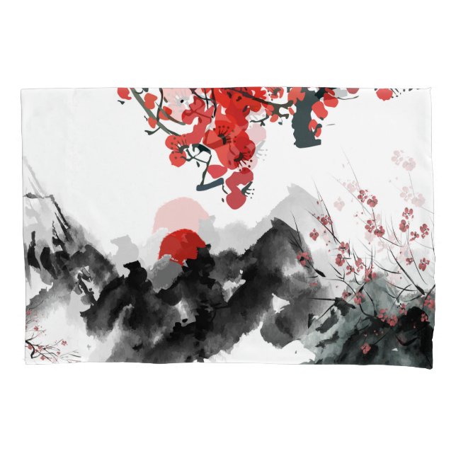 Japanische Landschaft Pillowcase Kissenbezug (Vorderseite)