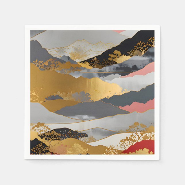Japanische Landschaft Serviette (Vorderseite)