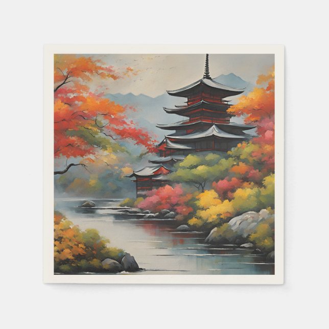 Japanische Landschaft Serviette (Vorderseite)