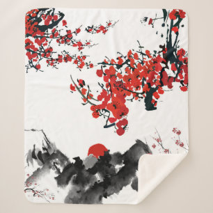 Japanische Landschaft Sherpa Blanket Sherpadecke