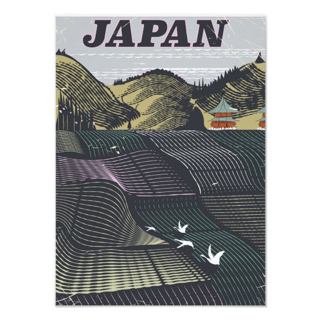 Japanische Landschaft Vintage Reiseplakat Fotodruck (Vorne)