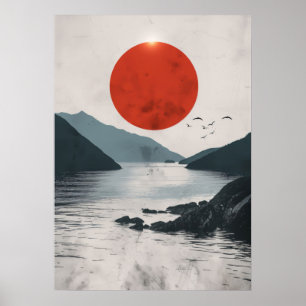 Japanische Landschaftliche Silhouette Poster