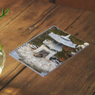 Japanische Laterne und Mallard Encks Notizblock