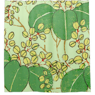 Japanische Leaf Floral Botanisches Kunstmuster Duschvorhang