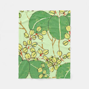 Japanische Leaf Floral Botanisches Kunstmuster Fleecedecke
