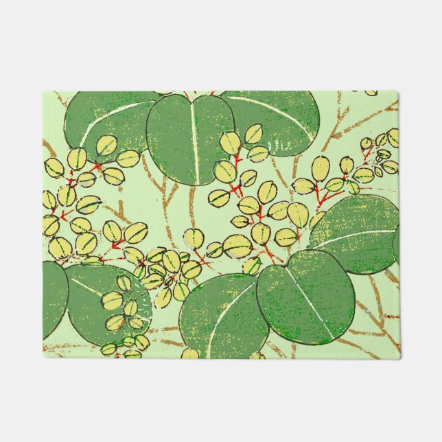 Japanische Leaf Floral Botanisches Kunstmuster Fußmatte (Vorderseite)