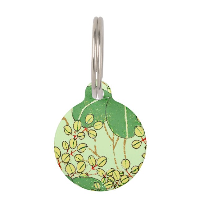Japanische Leaf Floral Botanisches Kunstmuster Haustiermarke (Vorderseite)