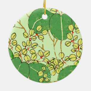 Japanische Leaf Floral Botanisches Kunstmuster Keramik Ornament