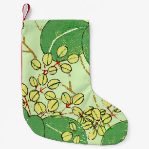 Japanische Leaf Floral Botanisches Kunstmuster Kleiner Weihnachtsstrumpf