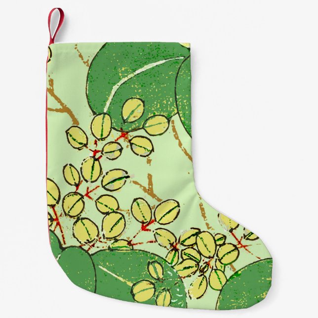 Japanische Leaf Floral Botanisches Kunstmuster Kleiner Weihnachtsstrumpf (Vorderseite)