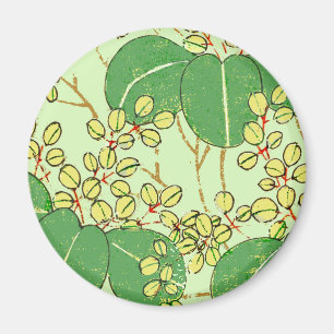Japanische Leaf Floral Botanisches Kunstmuster Magnet