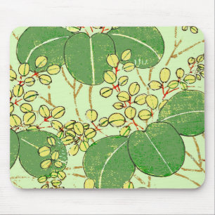 Japanische Leaf Floral Botanisches Kunstmuster Mousepad