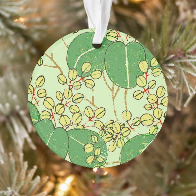 Japanische Leaf Floral Botanisches Kunstmuster Ornament (Baum)
