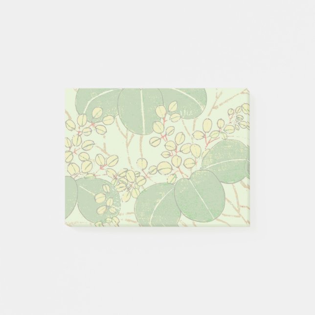 Japanische Leaf Floral Botanisches Kunstmuster Post-it Klebezettel (Vorderseite)
