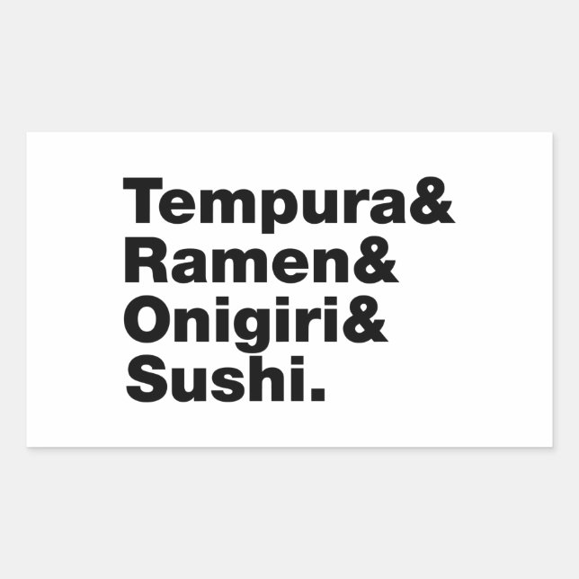 japanische Lebensmittel Tempura & Ramen & Onigiri  Rechteckiger Aufkleber (Vorderseite)