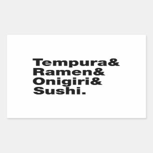 japanische Lebensmittel Tempura & Ramen & Onigiri  Rechteckiger Aufkleber