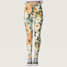 Japanische Leggings mit Blumenrosa und Gold