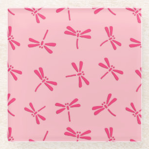 Japanische Libellenmuster, Light Coral Pink Glasuntersetzer