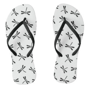 Japanische Libellenmuster, Schwarz und Weiß Flip Flops