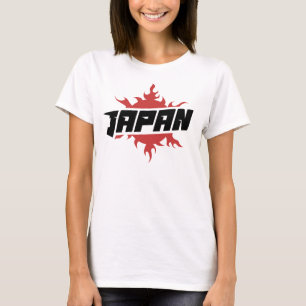 Japanische Logo-Abzeichen-Feuer-Sonnenemblem-Typog T-Shirt