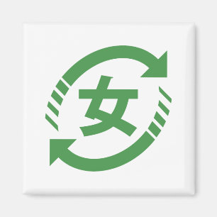 Japanische Mädchen gerecycelt Kanji Nihongo Magnet