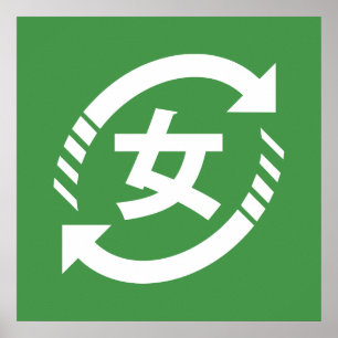 Japanische Mädchen gerecycelt Kanji Nihongo Poster