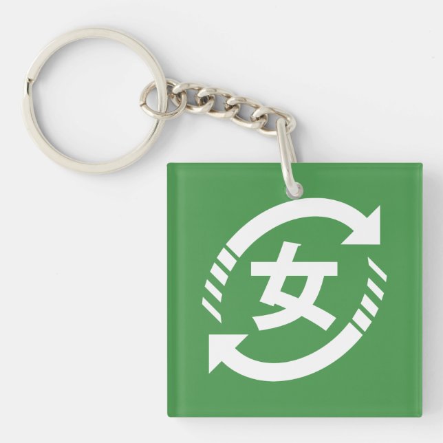 Japanische Mädchen gerecycelt | Kanji Nihongo Schlüsselanhänger (Vorderseite)
