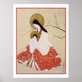 Japanische Madonna und Kind Vintage Poster