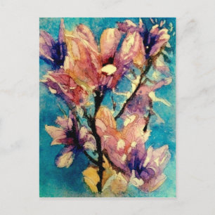 Japanische Magnolia-Aquarellbatik Postkarte