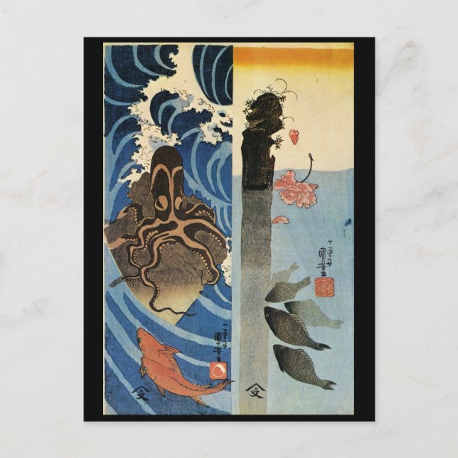 Japanische Malerei c. 1800 Postkarte (Vorderseite)