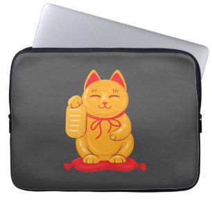 Japanische Maneki Neko Gold Cat, Symbol des Wohlst Laptopschutzhülle