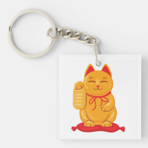Japanische Maneki Neko Gold Cat, Symbol des Wohlst Schlüsselanhänger