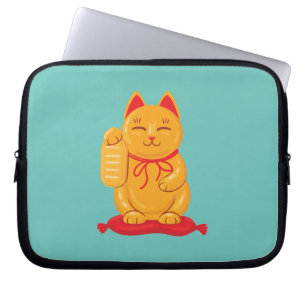 Japanische Maneki Neko Gold Katze, Symbol des Reic Laptopschutzhülle