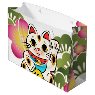 Japanische maneki Neko Kirschblüte Geschenk-Tasch Große Geschenktüte