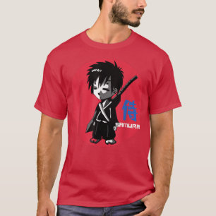 Japanische Manga Anime Samurai Warrior Boy Red Sun T-Shirt