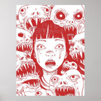 Japanische Manga Style Asian Girl Illustration Pos