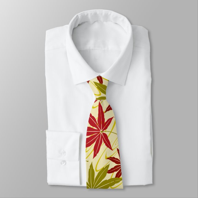 JAPANISCHE MAPLE LEAF (CREME) NECK TIE KRAWATTE (Gebunden)