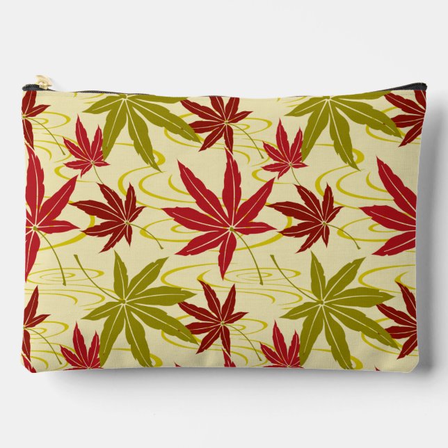 JAPANISCHE MAPLE-LEAF-PATTER IN CREME ZUBEHÖRTASCHE (Vorderseite)