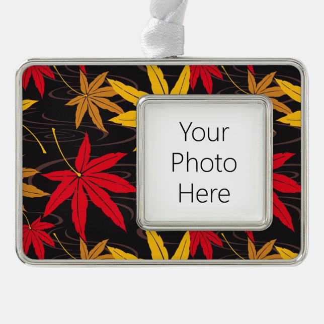 JAPANISCHE MAPLE LEAF (SCHWARZ) Rahmen-Ornament SILBER (Vorderseite)