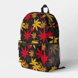 JAPANISCHE MAPLE PATTERIN IN SCHWARZ BEDRUCKTER RUCKSACK
